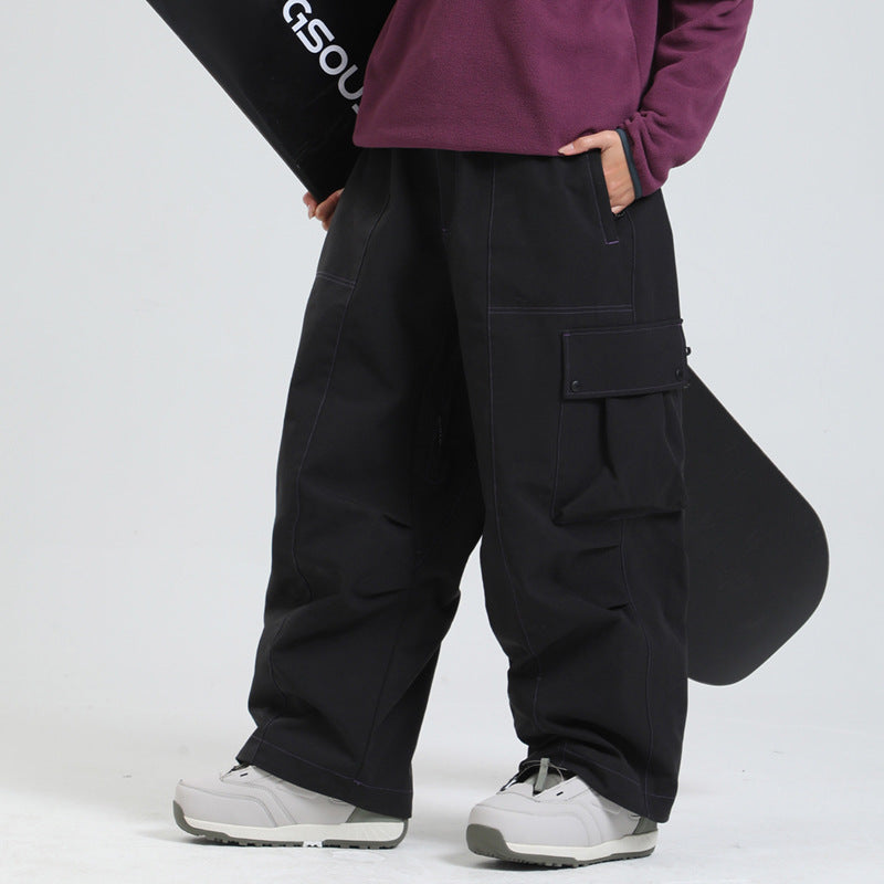 Unisex Wide-Leg Windproof Ski Pants – Breathable Winter Snow Pants